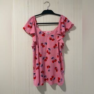 Kate Spade Pink Cherry Pattern Blouse